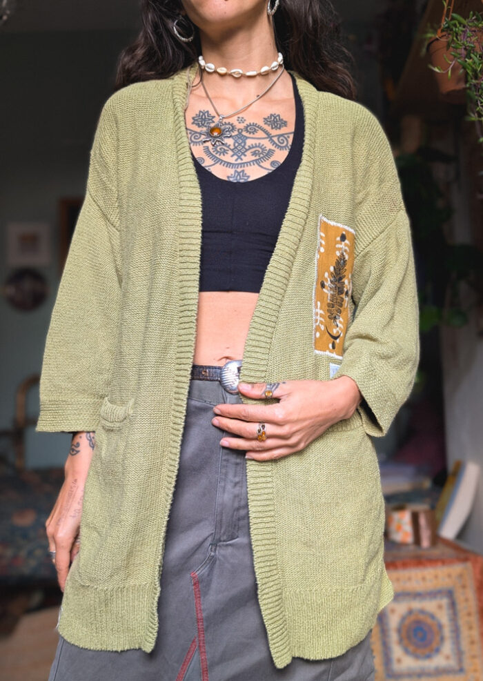 Reworked Fern Print Cardigan