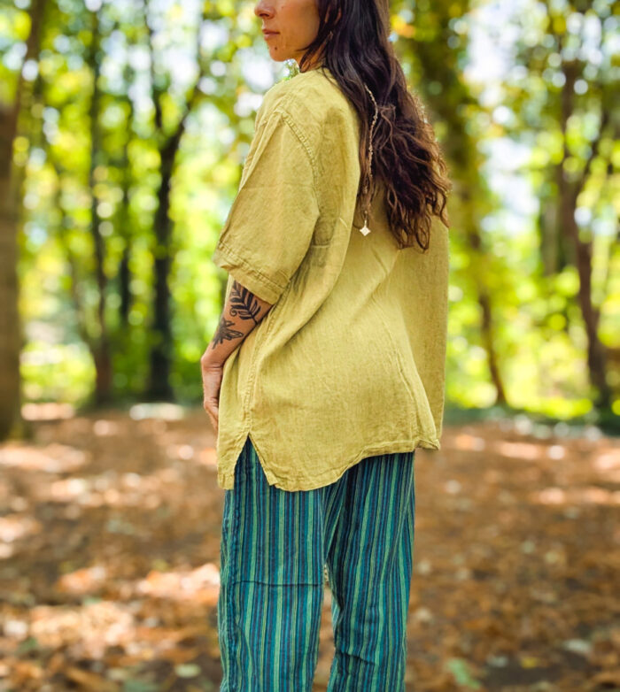 Reworked Fern Print Linen Shirt - Image 3