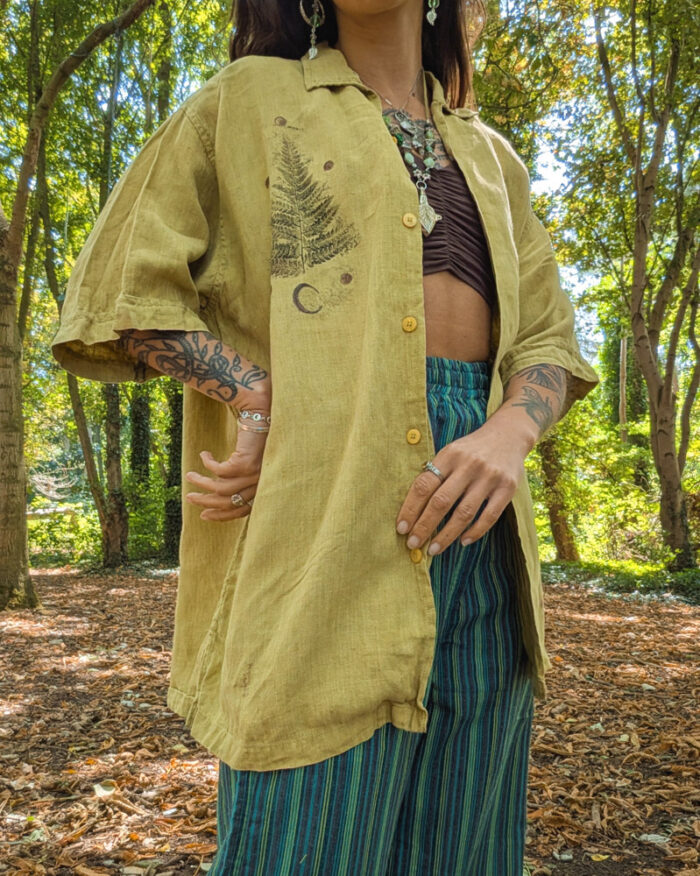 Reworked Fern Print Linen Shirt - Image 5