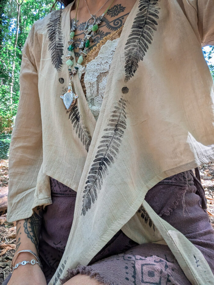 Fern Print Beige Wrap Top - Image 6