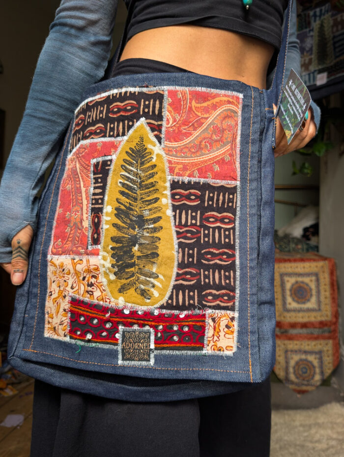 Upcycled Fern Messenger Bag