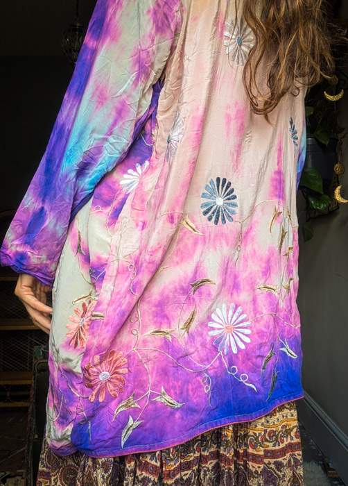 Floral Embroidered Silk Robe - Image 2