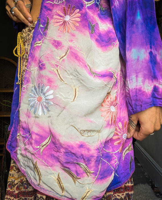 Floral Embroidered Silk Robe - Image 3