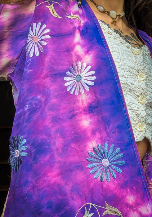 Floral Embroidered Silk Robe - Image 5