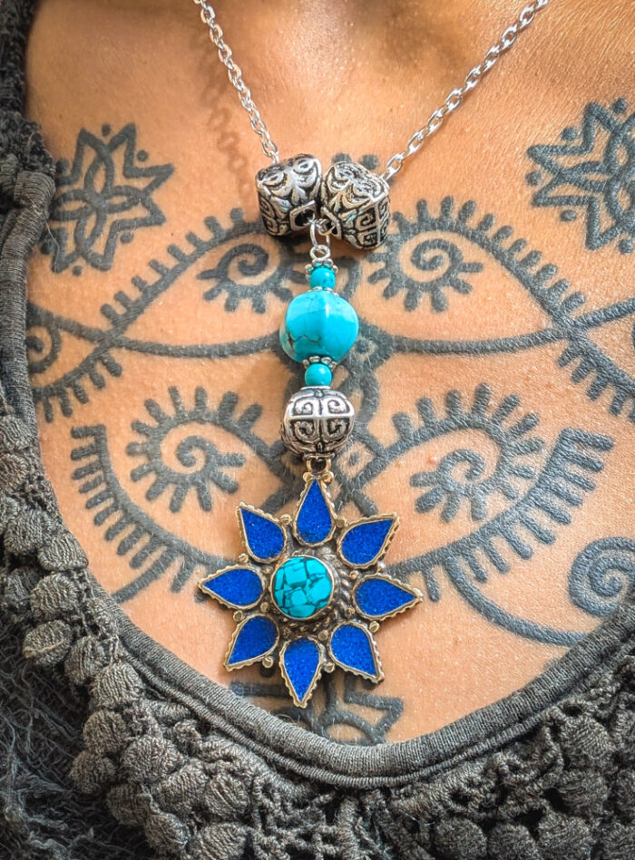 Upcycled Flower Gemstone Necklace