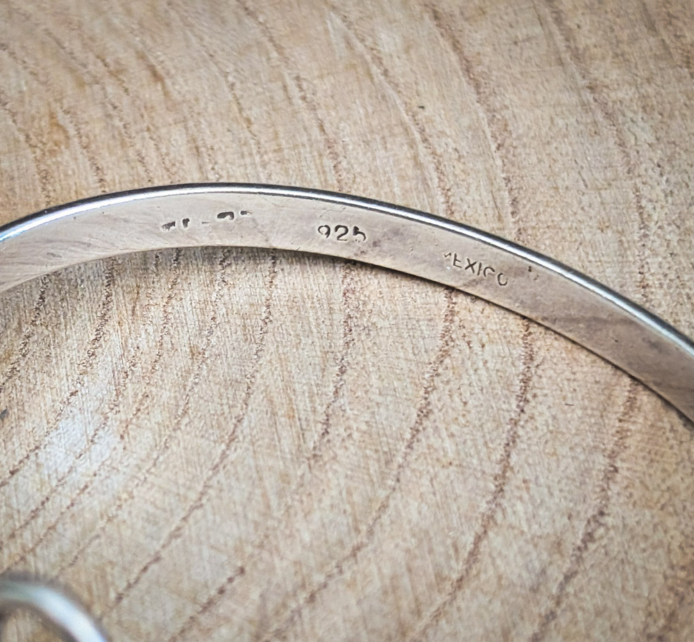 Vintage Mexican Turquoise Flower Bangle - Image 4