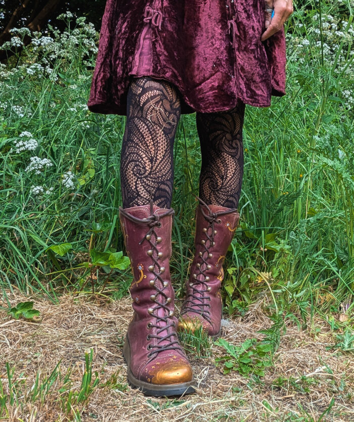 Handpainted Burgundy Fly Boots - Image 3