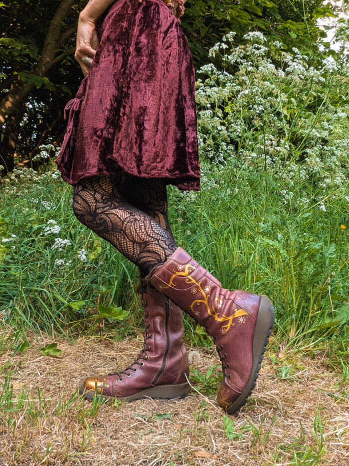 Handpainted Burgundy Fly Boots - Image 6