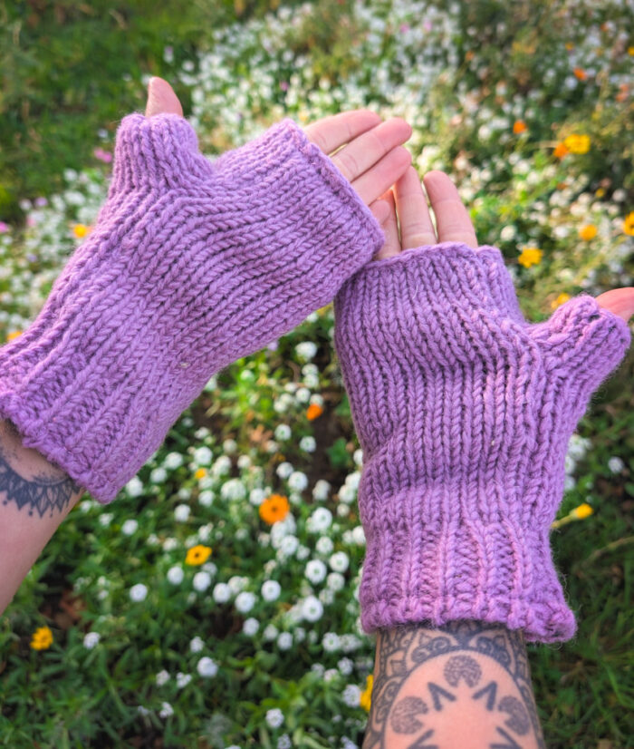 Lilac Wool Fox Handwarmers - Image 2