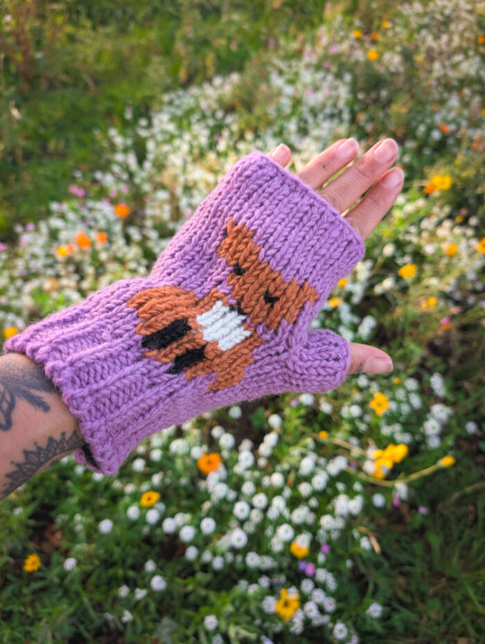 Lilac Wool Fox Handwarmers - Image 3