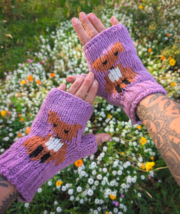 Lilac Wool Fox Handwarmers