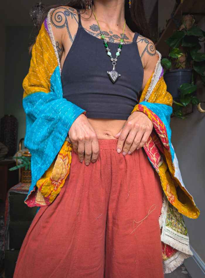 Kantha Stitch Fringed Jacket - Image 2