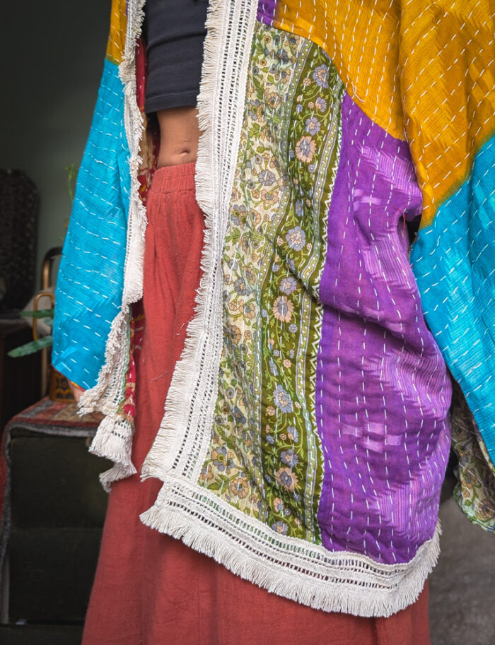 Kantha Stitch Fringed Jacket - Image 6