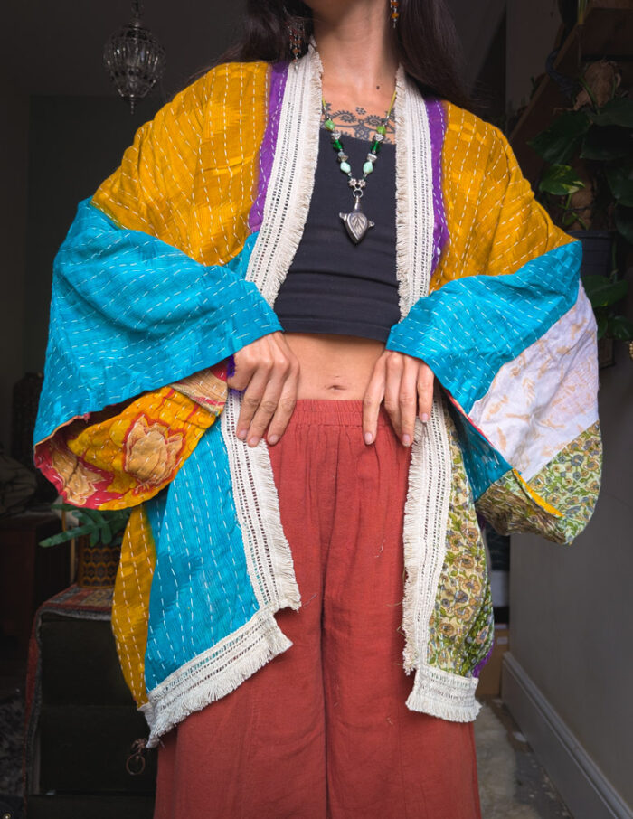 Kantha Stitch Fringed Jacket