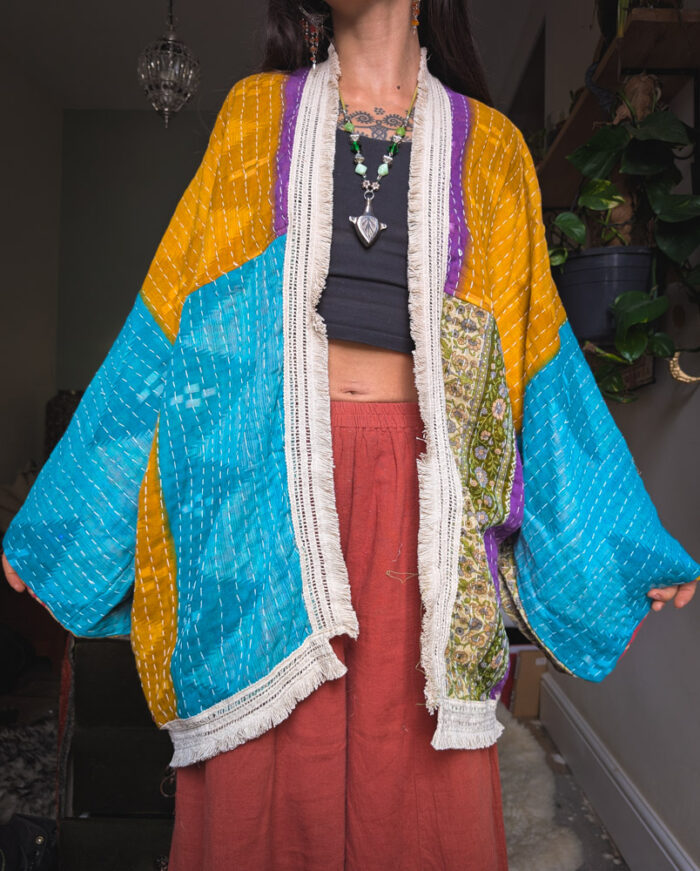 Kantha Stitch Fringed Jacket - Image 8