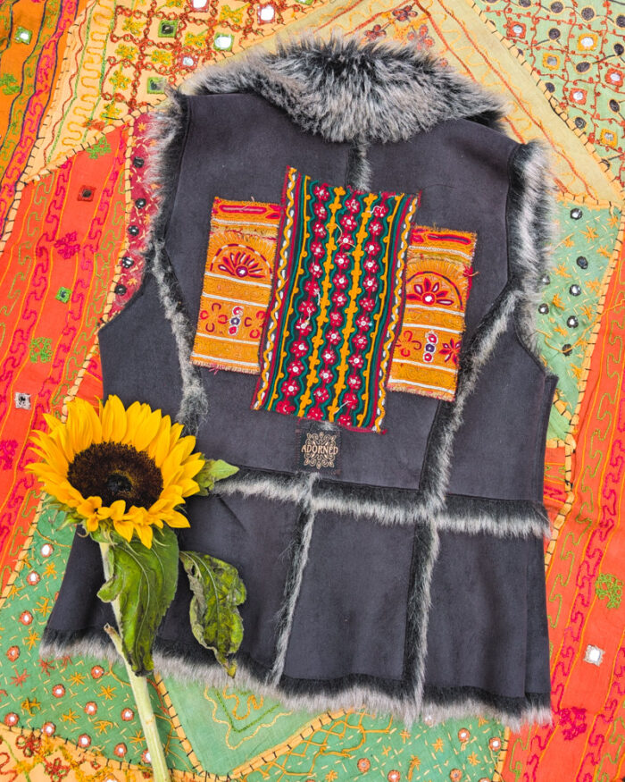 Reworked Boho Faux Fur Gilet