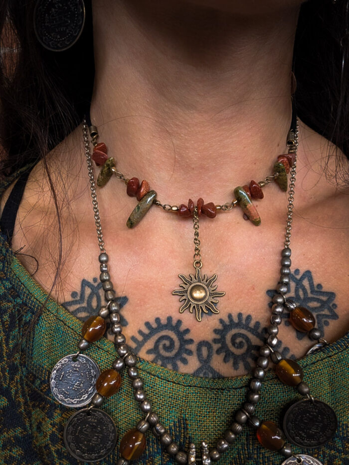 Upcycled Gemstone Goddess Sun Choker - Image 7