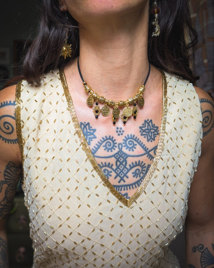 Vintage Pale Gold Beaded Dress - Image 7