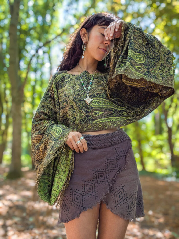 Upcycled Green Paisley Oversized Top - Image 2