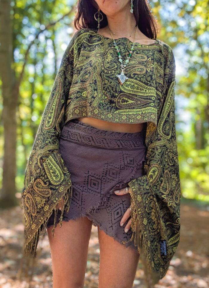 Upcycled Green Paisley Oversized Top