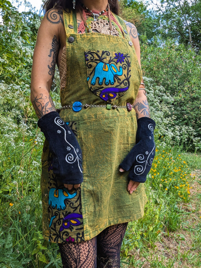 Black Elephant Dungaree Dress - Image 8