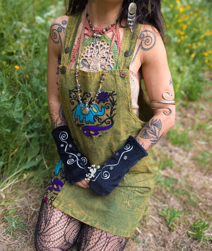 Black Elephant Dungaree Dress - Image 7