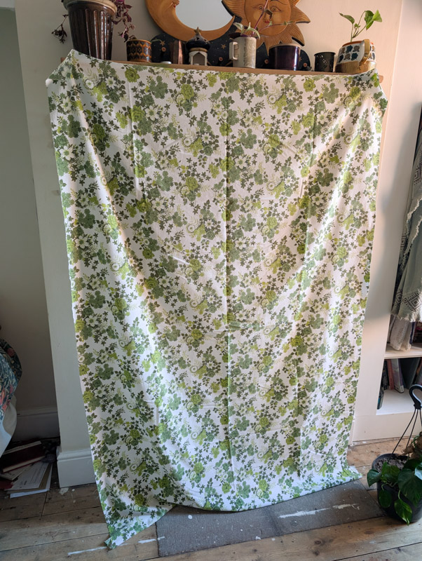 Pair of Vintage Green Floral Fern Fabrics - Image 3