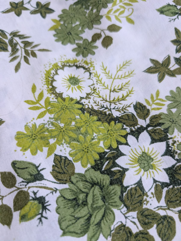 Pair of Vintage Green Floral Fern Fabrics - Image 2