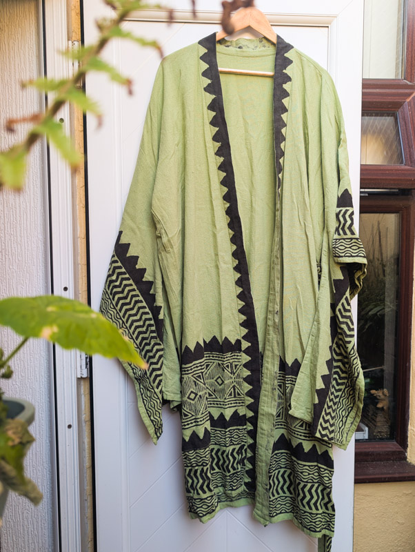 Green Block Print Kimono - Image 2