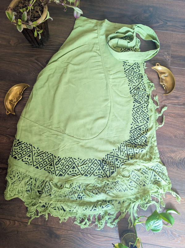 (Coming 22/7) Green Block Print Wrap Skirt