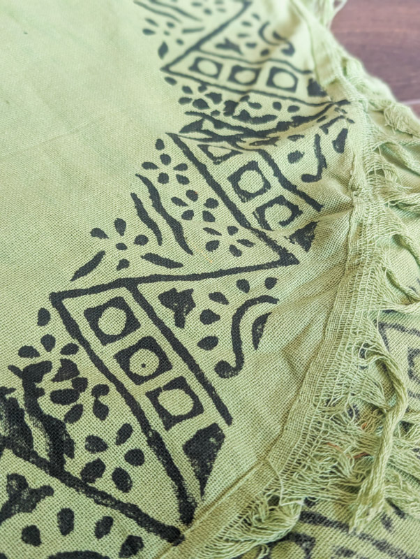 (Coming 22/7) Green Block Print Wrap Skirt - Image 2