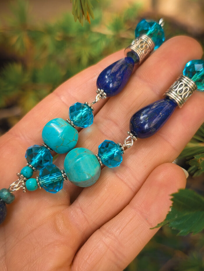 Blue Hamsa Gemstone Necklace - Image 6