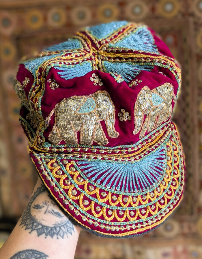 Vintage Elephant Beaded Cap