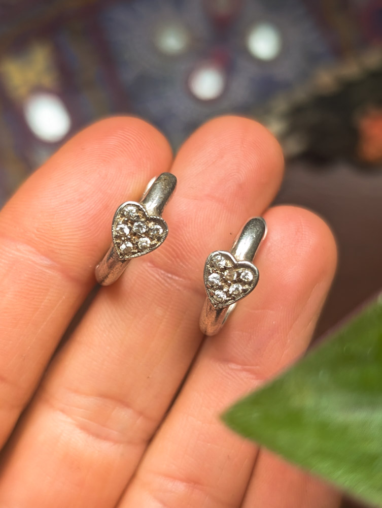 Vintage 925 Silver Heart Hoops - Image 3