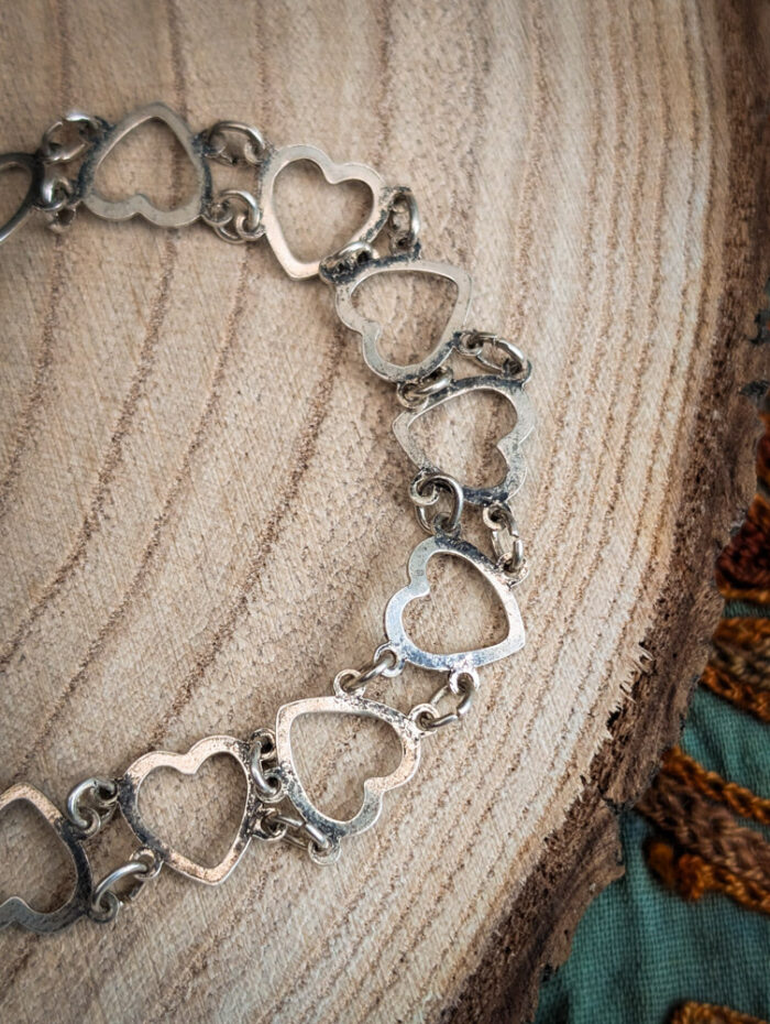 Vintage 925 Silver Heart Bracelet