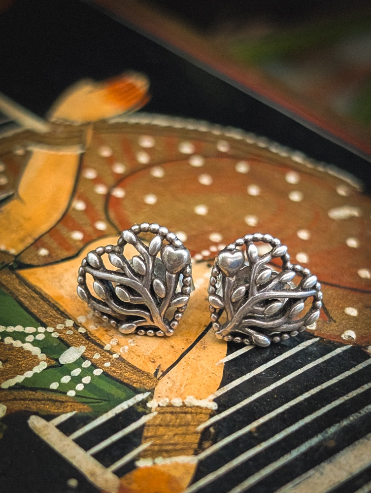 Vintage 925 Silver Heart Studs