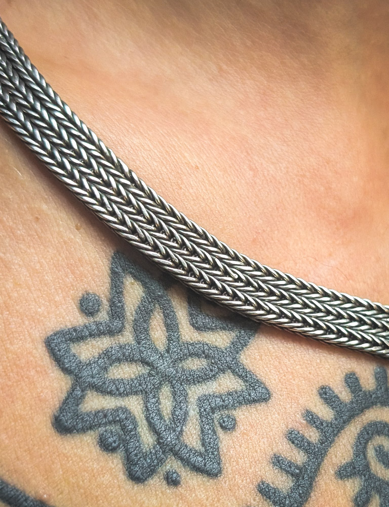 Vintage Indian Herringbone 925 Necklace - Image 8