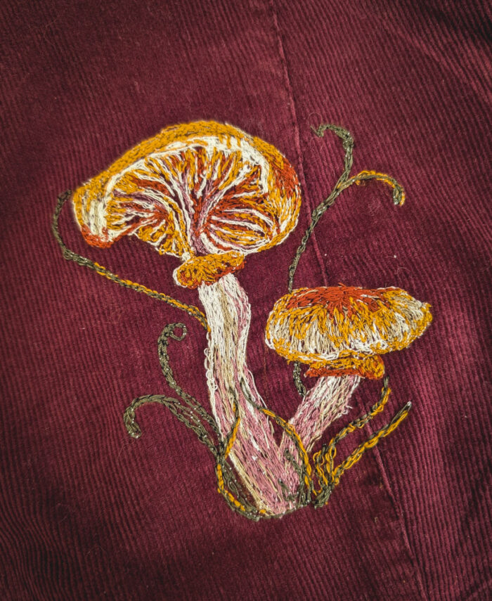 Reworked Mushroom Embroidered Cord Shirt