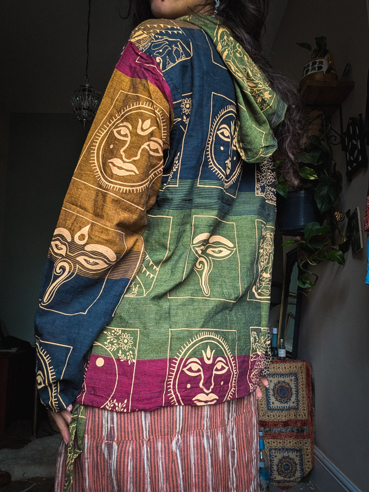 Earthy Patchwork Hippie Hoodie - Image 5