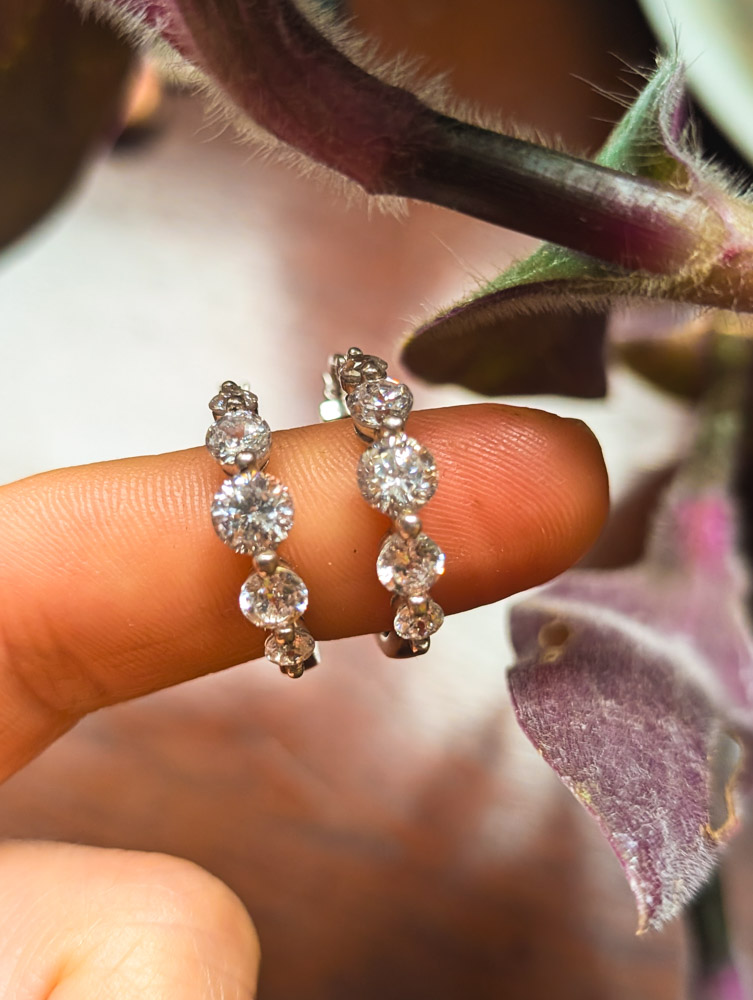 Vintage 925 Silver Diamonique Hoops