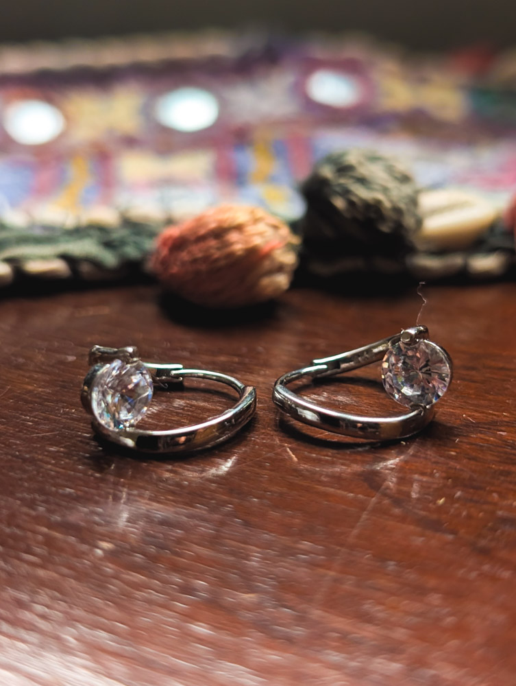 Vintage 925 Silver Diamonique Hoops