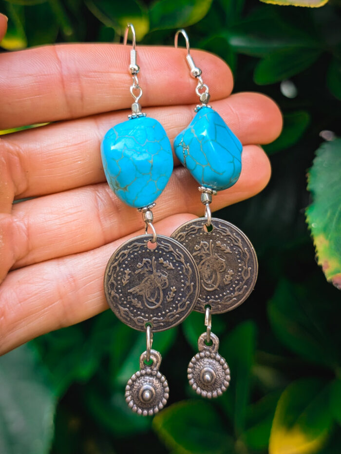 Bohemian Howlite Coin Earrings