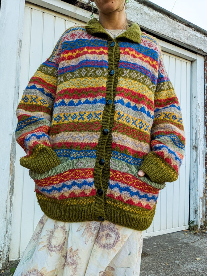 Boho Patterned Wool Cardigan - Image 2