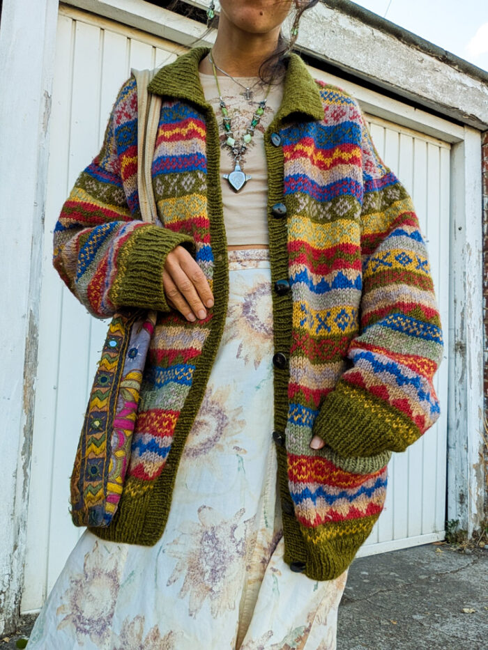 Boho Patterned Wool Cardigan