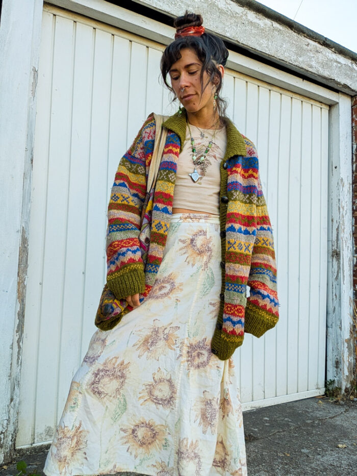 Boho Patterned Wool Cardigan - Image 8