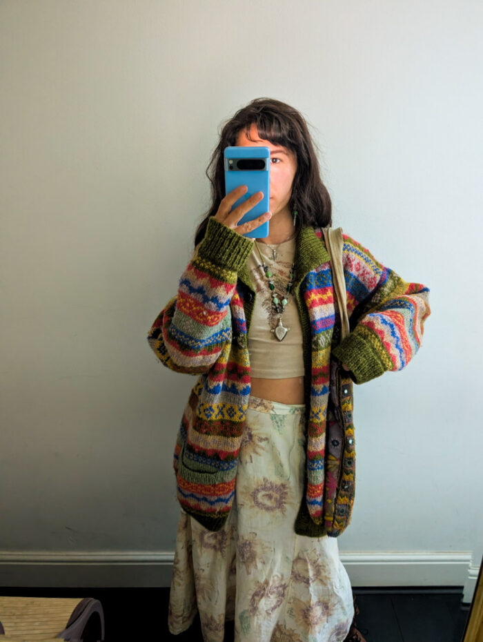 Boho Patterned Wool Cardigan - Image 3