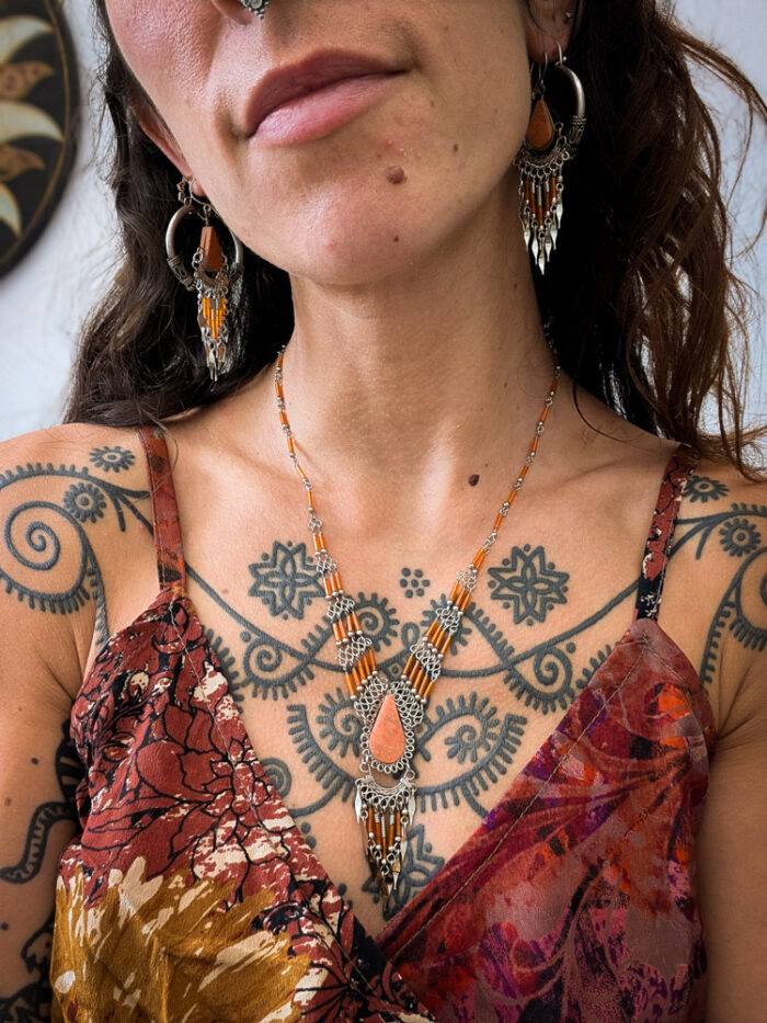 Peruvian Red Jasper Necklace & Earrings Set - Image 2