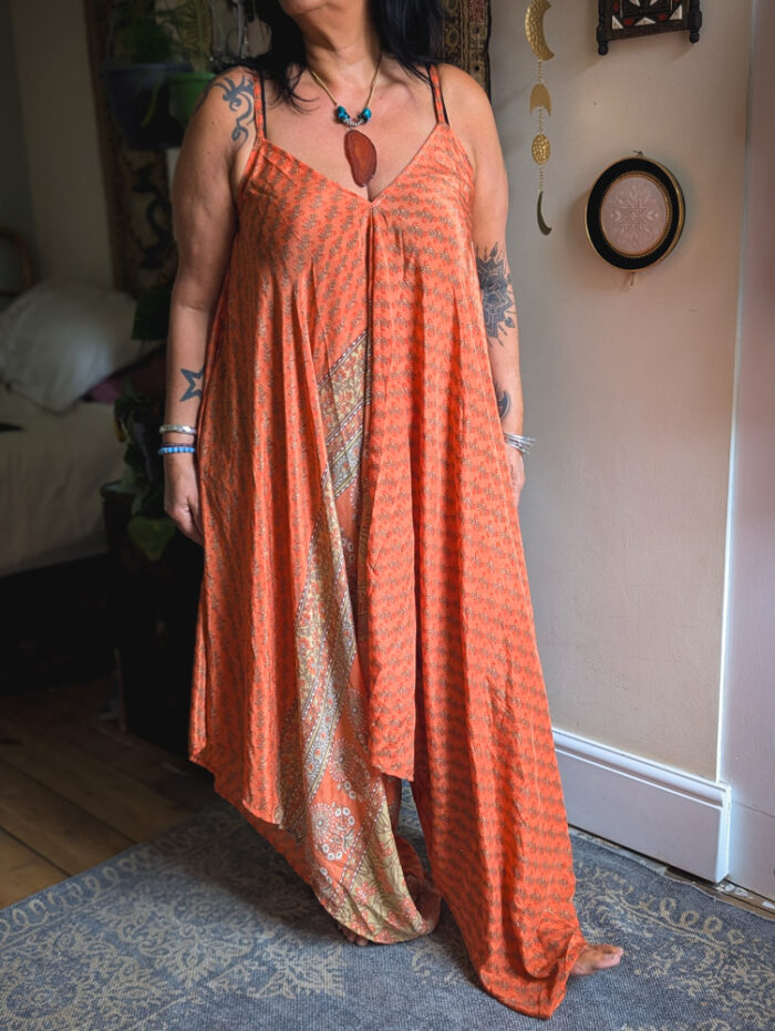 Orange Recycled Sari Jumpsuit - Image 2