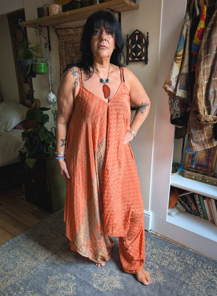 Orange Recycled Sari Jumpsuit - Image 7