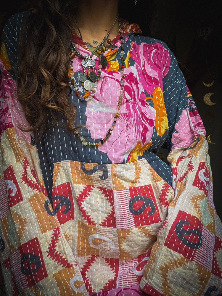 Preloved Kantha Stitch Hoodie - Image 3